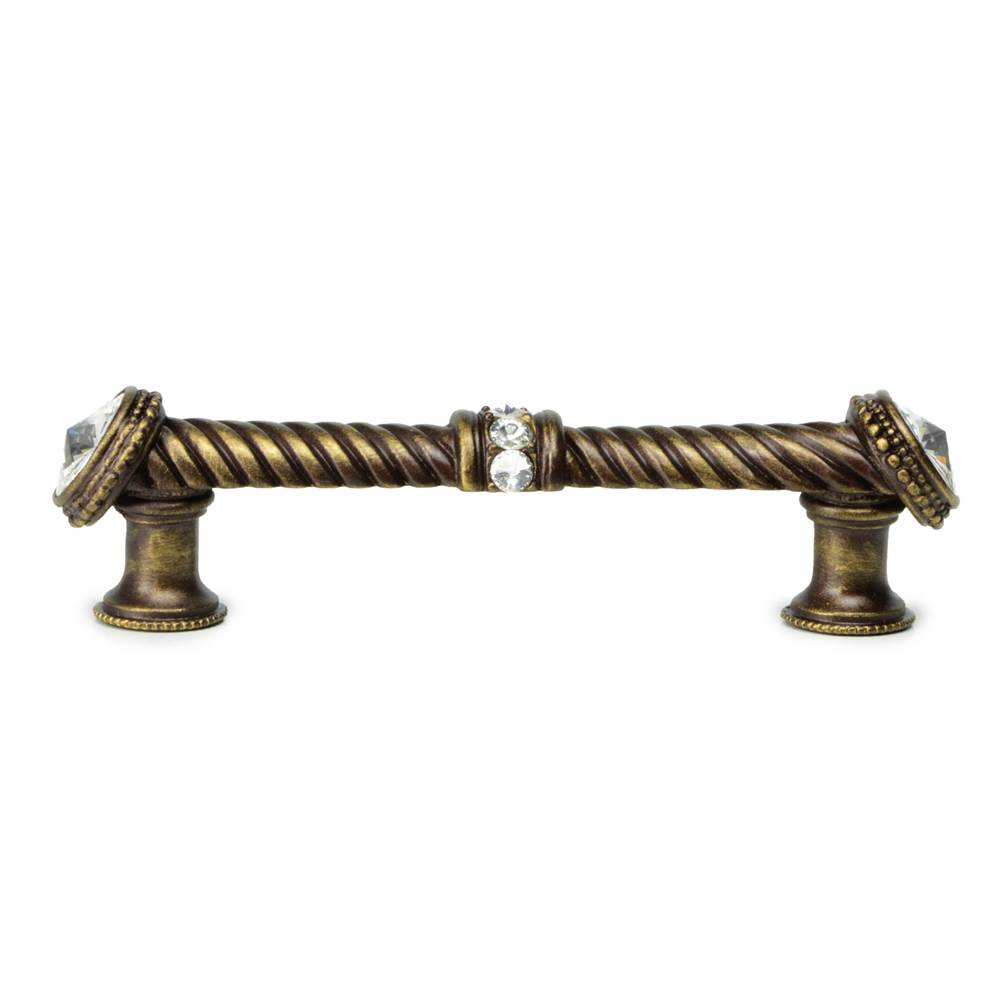 Cache 4'' O.C. Large Pull With End and Center 7 Rivoli Swarovski Clear Crystals In Satin.