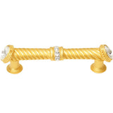 Carpe Diem Hardware - Cache 4'' O.C. Large Pull With End and Center 7 Rivoli Swarovski Clear Crystals In Gilded Mercury. - Gilded Mercury