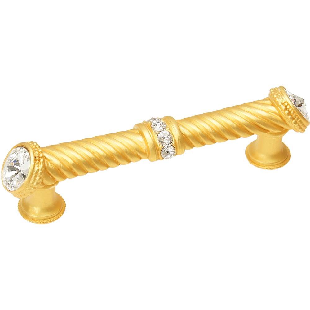 Cache 4'' O.C. Large Pull With End and Center 7 Rivoli Swarovski Clear Crystals In Satin.