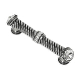 Carpe Diem Hardware - Cache 4'' O.C. Large Pull With End and Center 7 Rivoli Swarovski Clear Crystals In Chalice. - Chalice