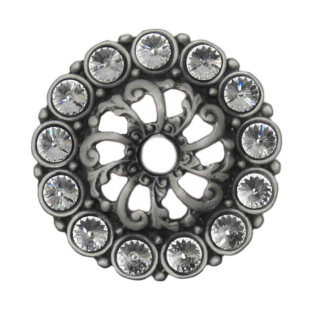 Carpe Diem Hardware - Cache Medium Escutcheon With 13 Rivoli Swarovski Clear Crystals In Satin. - Satin