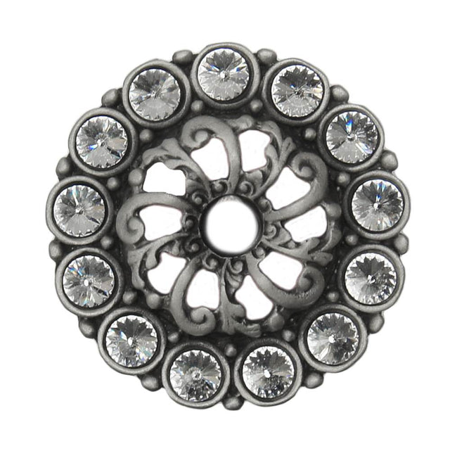 Carpe Diem Hardware - Cache Medium Escutcheon With 13 Rivoli Swarovski Clear Crystals In Satin. - Satin