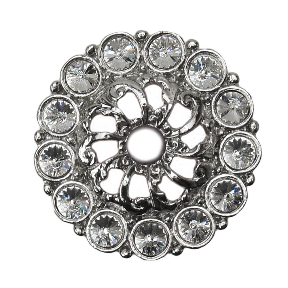 Carpe Diem Hardware - Cache Medium Escutcheon With 13 Rivoli Swarovski Clear Crystals In Platinum. - Platinum