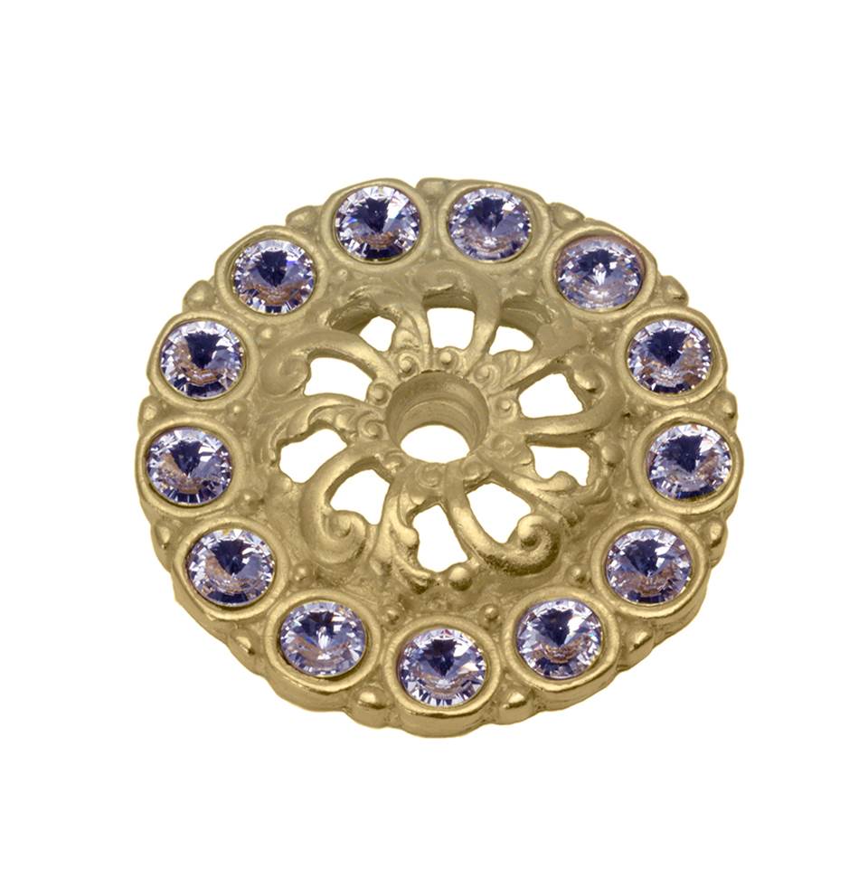 Carpe Diem Hardware - Cache Medium Escutcheon With 13 Rivoli Swarovski Clear Crystals In Soft Gold. - Soft Gold