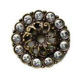 Carpe Diem Hardware - Cache Medium Escutcheon With 13 Rivoli Swarovski Clear Crystals In Antique Brass. - Antique Brass