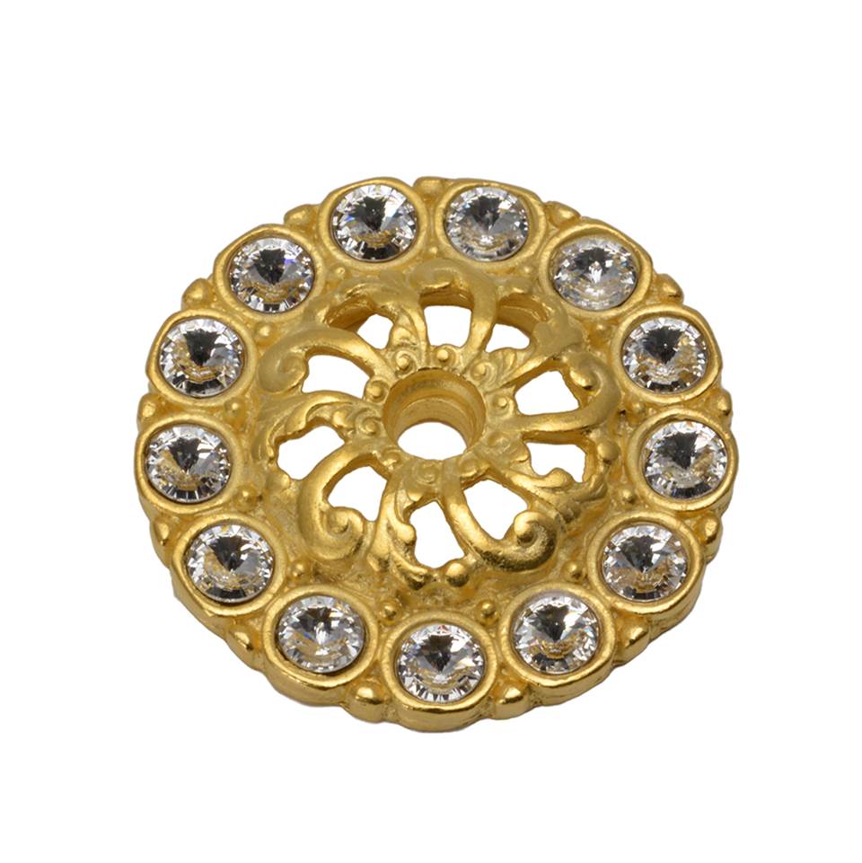 Carpe Diem Hardware - Cache Medium Escutcheon With 13 Rivoli Swarovski Aurore Boreale Crystals In Gilded Mercury. - Gilded Mercury