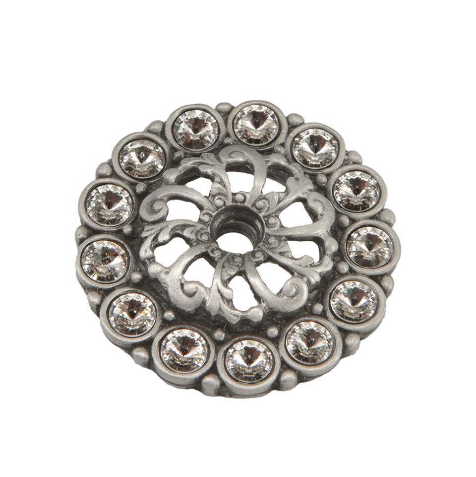 Carpe Diem Hardware - Cache Small Round Escutcheon With 16 Swarovski Clear Crystals In Satin. - Satin