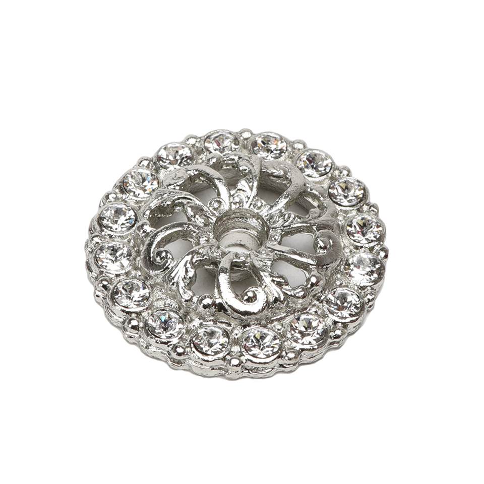 Carpe Diem Hardware - Cache Small Round Escutcheon w/ 16 Swarovski Crystals - Platinum