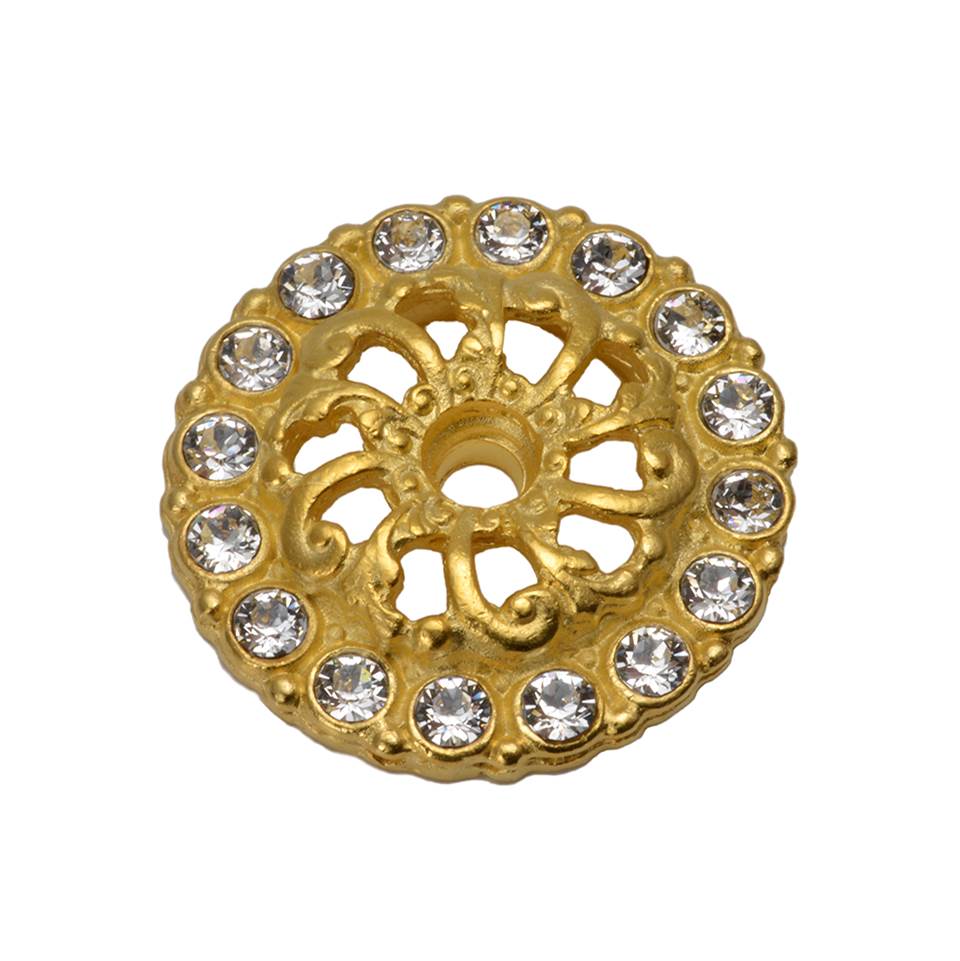 Carpe Diem Hardware - Cache Small Round Escutcheon With 16 Swarovski Clear Crystals In Gilded Mercury. - Gilded Mercury