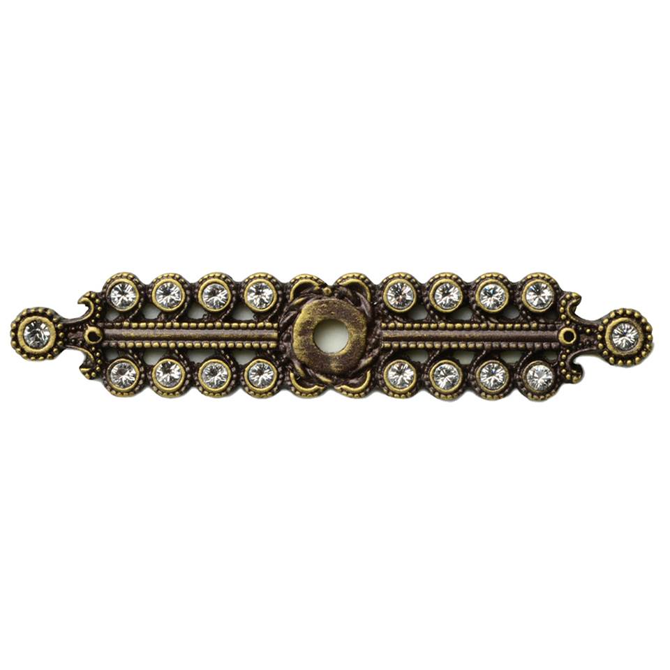 Carpe Diem Hardware - Cache Small Elongated Escutcheon With Swarovski Clear Crystals - Antique Brass
