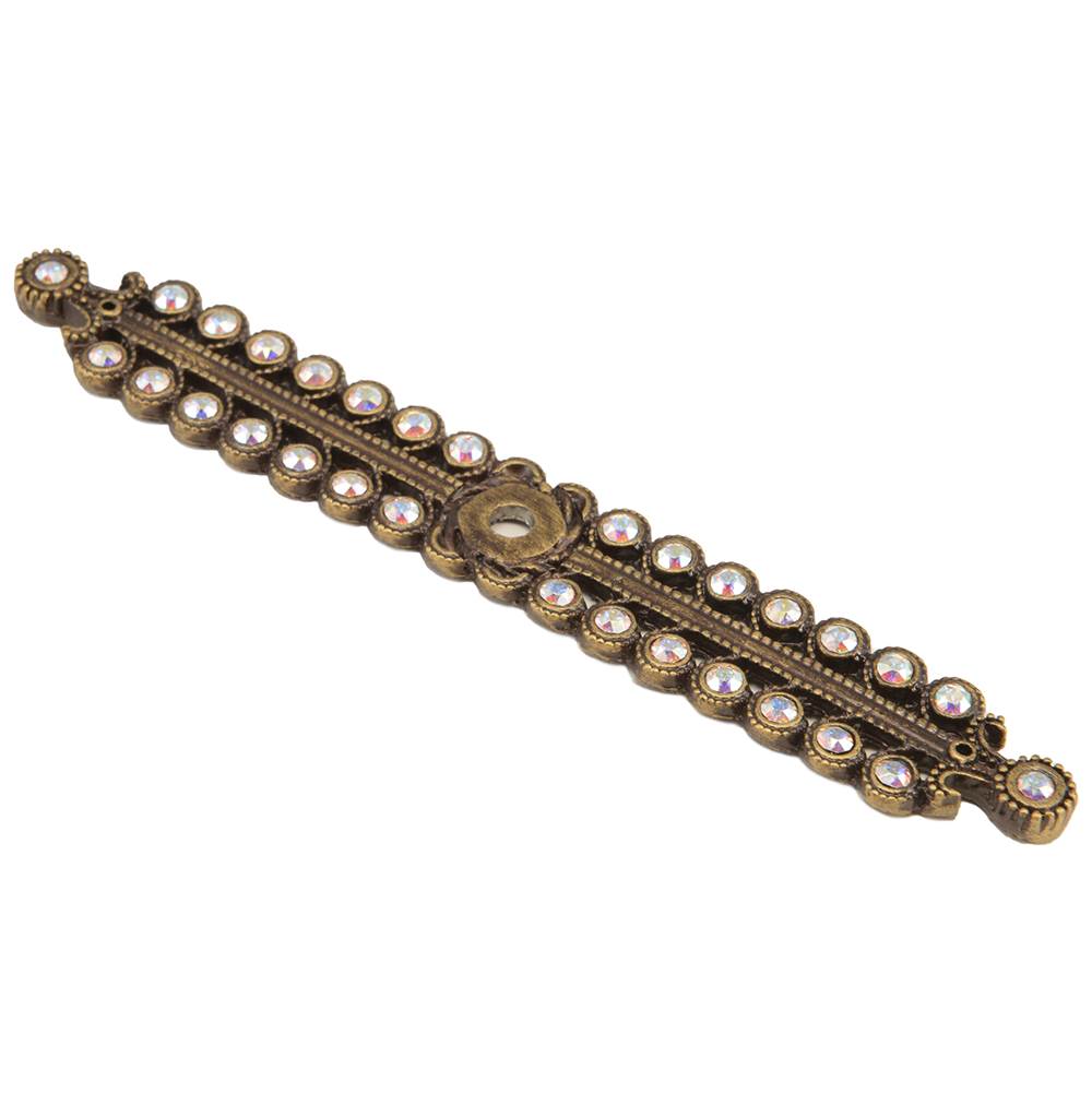 Carpe Diem Hardware - Cache Medium Elongated Escutcheon With Swarovski Aurore Boreale Crystals - Antique Brass