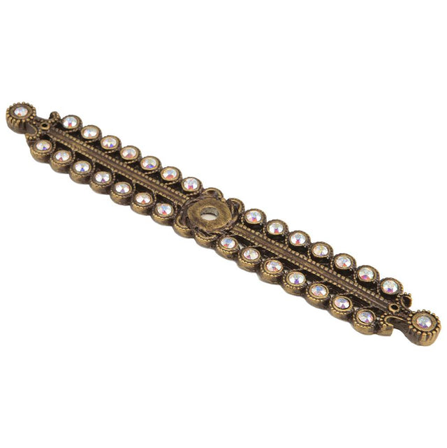 Carpe Diem Hardware - Cache Medium Elongated Escutcheon With Swarovski Aurore Boreale Crystals - Antique Brass