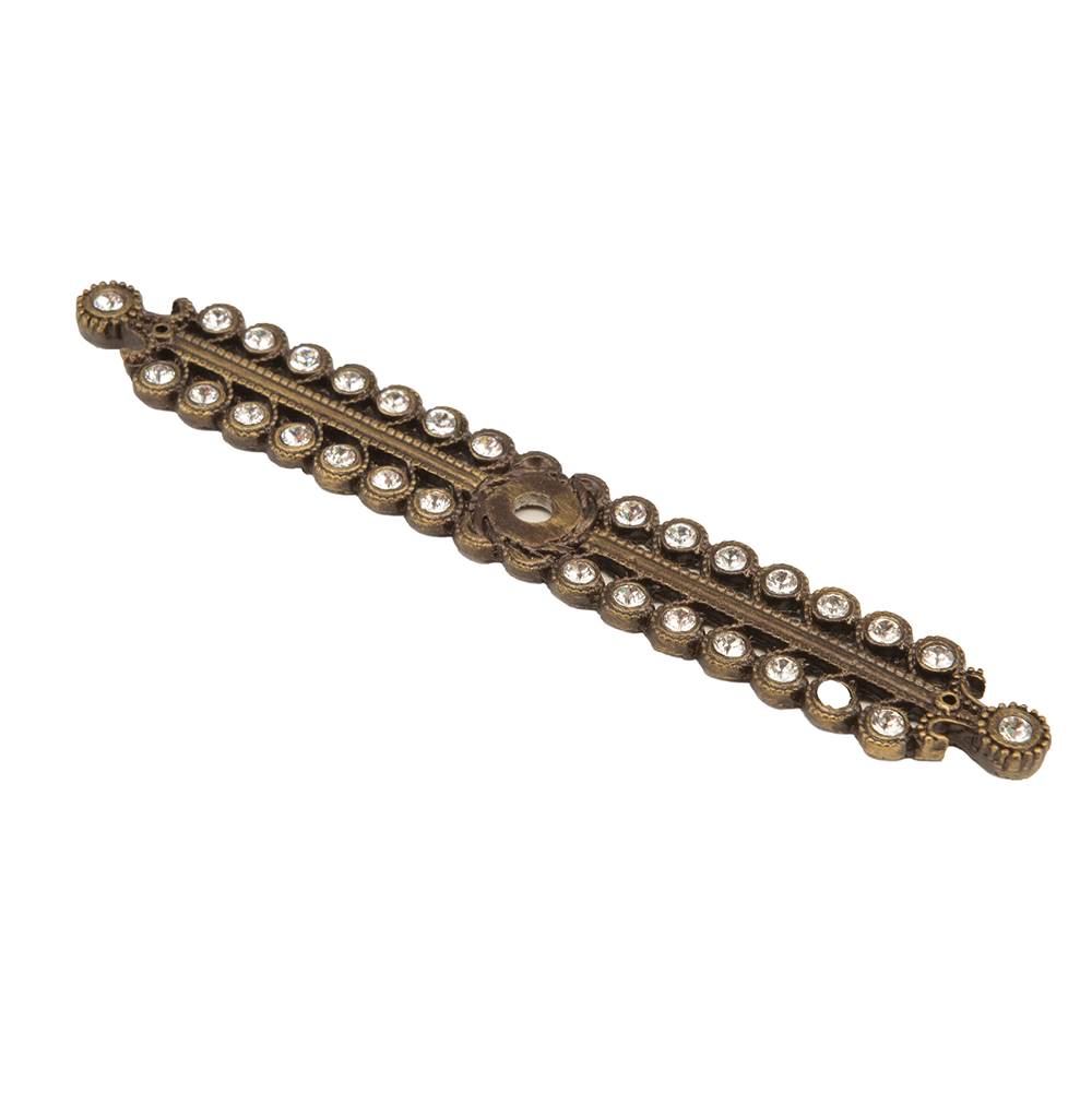 Carpe Diem Hardware - Cache Medium Elongated Escutcheon With Swarovski Clear Crystals - Antique Brass