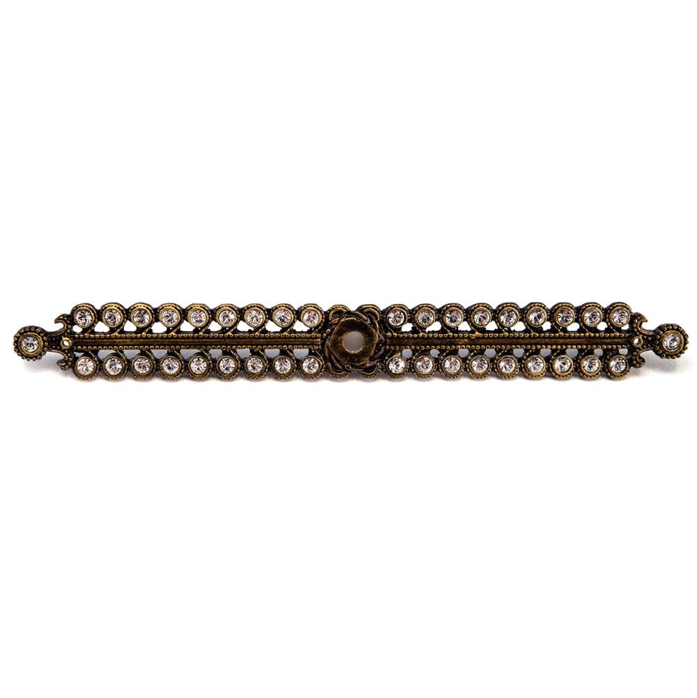 Carpe Diem Hardware - Cache Large Elongated Escutcheon With Swarovski Clear Crystals - Antique Brass
