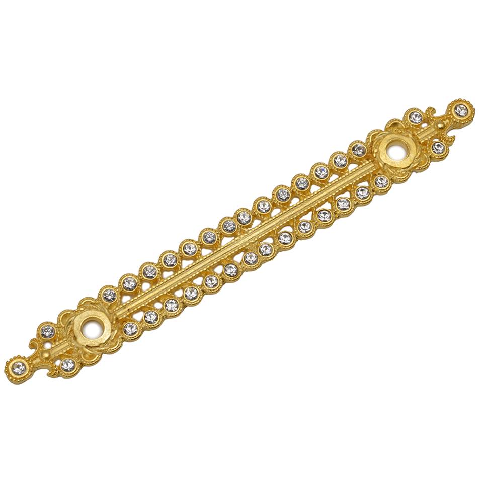 Carpe Diem Hardware - Cache 4'' O.C. Large Elongated Escutcheon With Swarovski Clear Crystals - Gilded Mercury