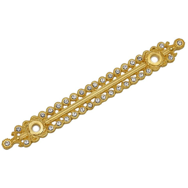 Carpe Diem Hardware - Cache 4'' O.C. Large Elongated Escutcheon With Swarovski Clear Crystals - Gilded Mercury