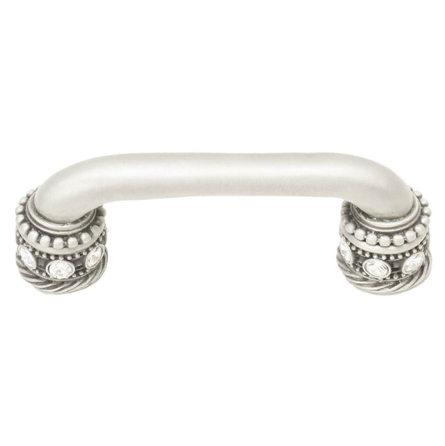 Carpe Diem Hardware - Cache 3'' O.C. Pull With Swarovski Clear Crystals and Sleeves In Satin. - Satin