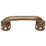 Carpe Diem Hardware - Cache 3'' O.C. Pull With Swarovski Clear Crystals and Sleeves In Antique Brass - Antique Brass