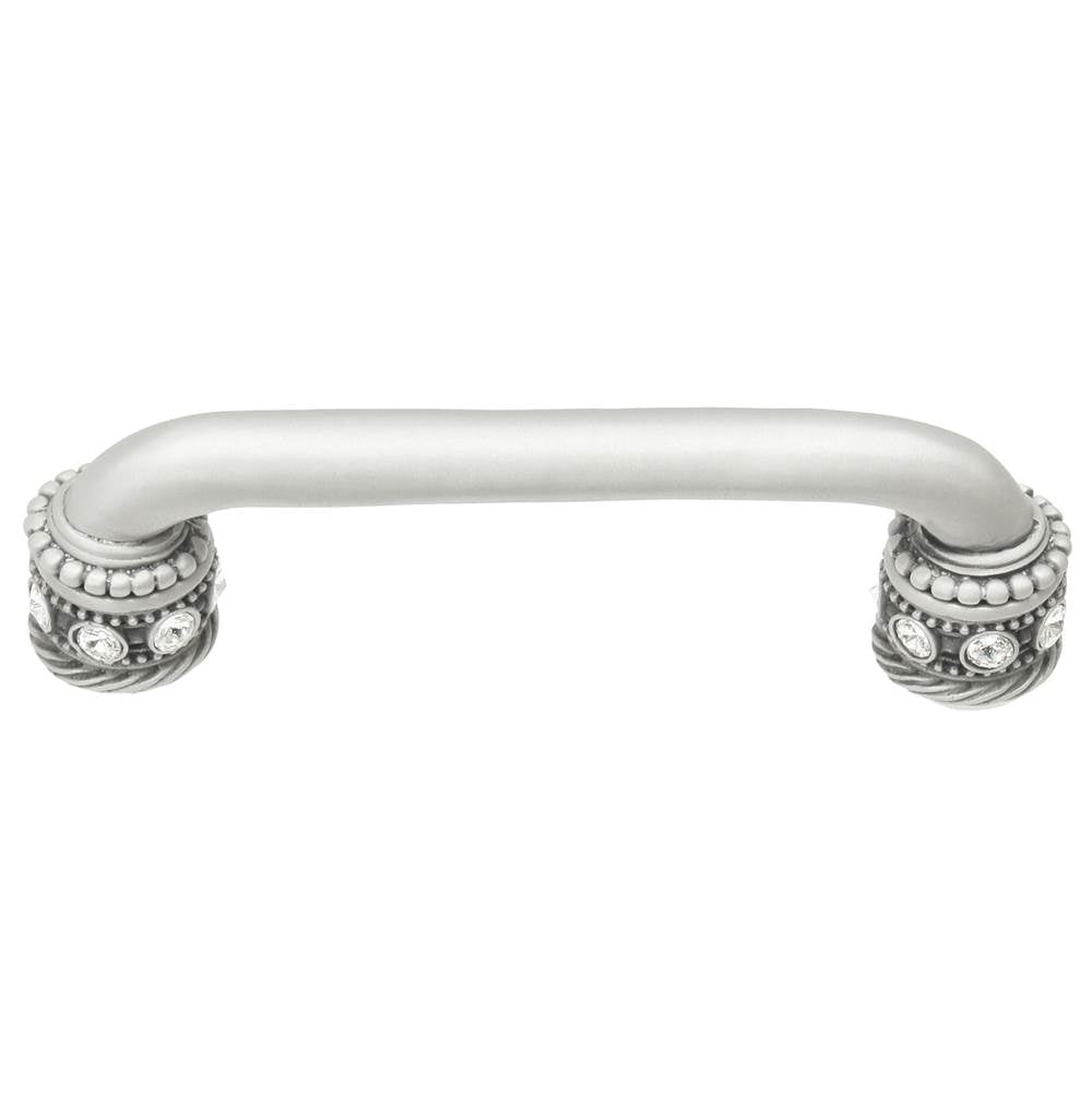 Carpe Diem Hardware - Cache 4'' O.C. Pull With Swarovski Clear Crystals and Sleeves In Satin. - Satin