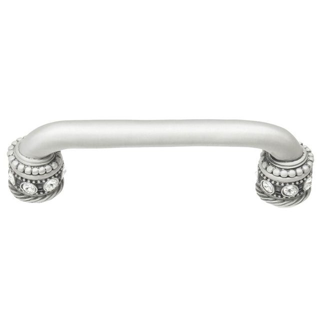 Carpe Diem Hardware - Cache 4'' O.C. Pull With Swarovski Clear Crystals and Sleeves In Satin. - Satin
