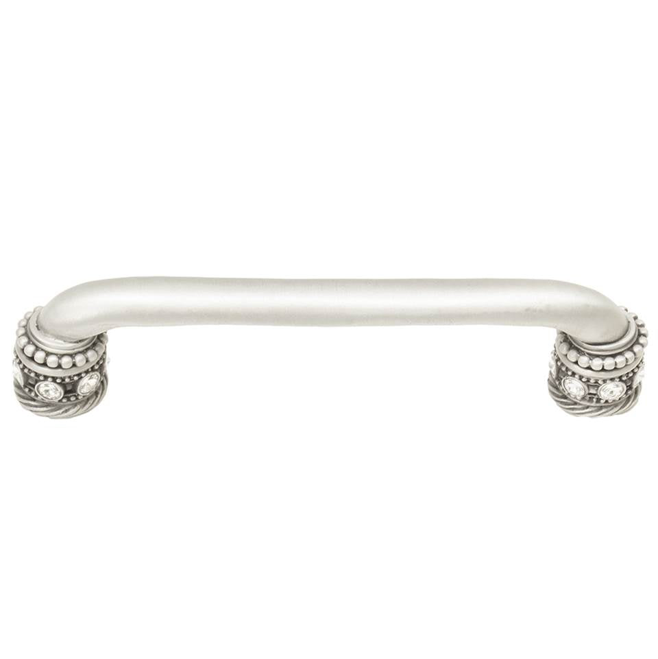 Carpe Diem Hardware - Cache 5'' O.C. Pull With Swarovski Clear Crystals and Sleeves In Satin. - Satin