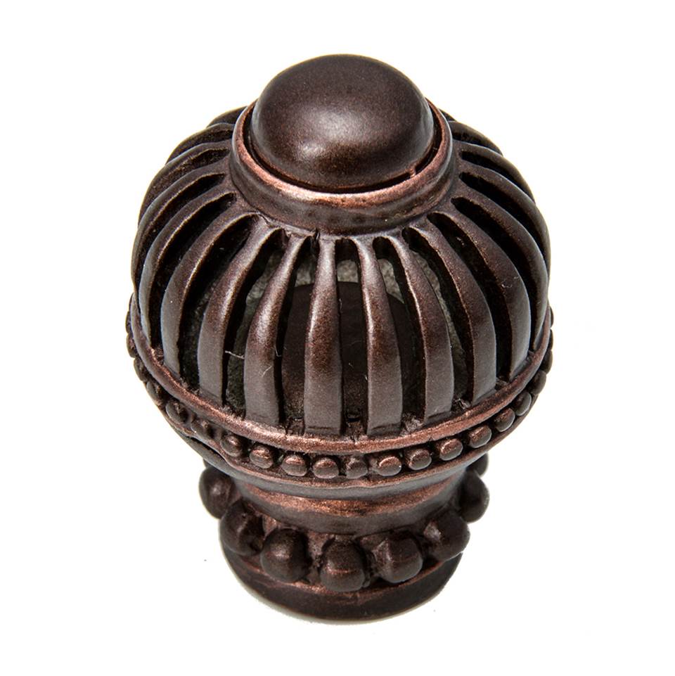 Carpe Diem Hardware - Cricket Cage Large Round Knob With Beaded Base - Oil Rubbed Bronze