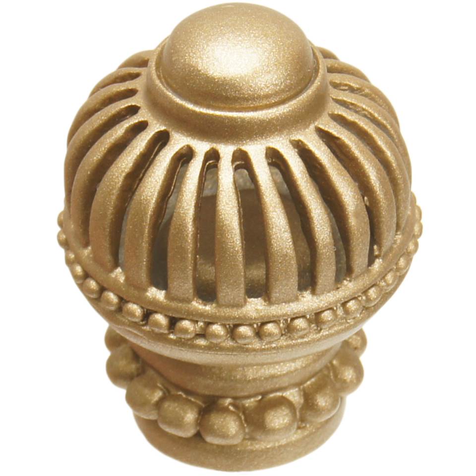 Carpe Diem Hardware - Cricket Cage Large Round Knob With Beaded Base In Soft Gold. - Soft Gold