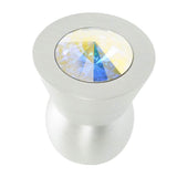 Cone Aluminum Knob; 16Mm Aurora Borealis Crystals; Satin Nickel Finish