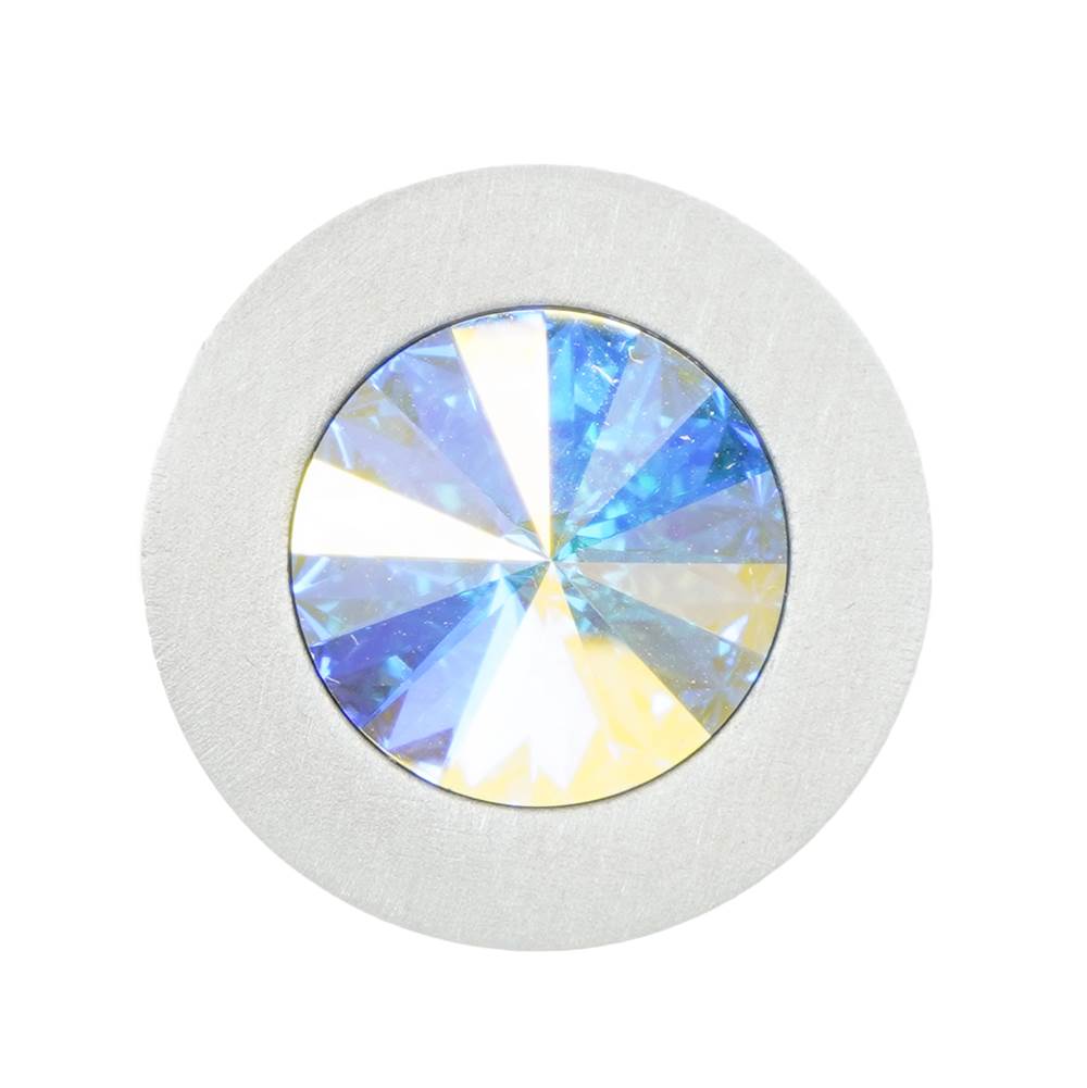 Cone Aluminum Knob; 16Mm Aurora Borealis Crystals; Satin Nickel Finish