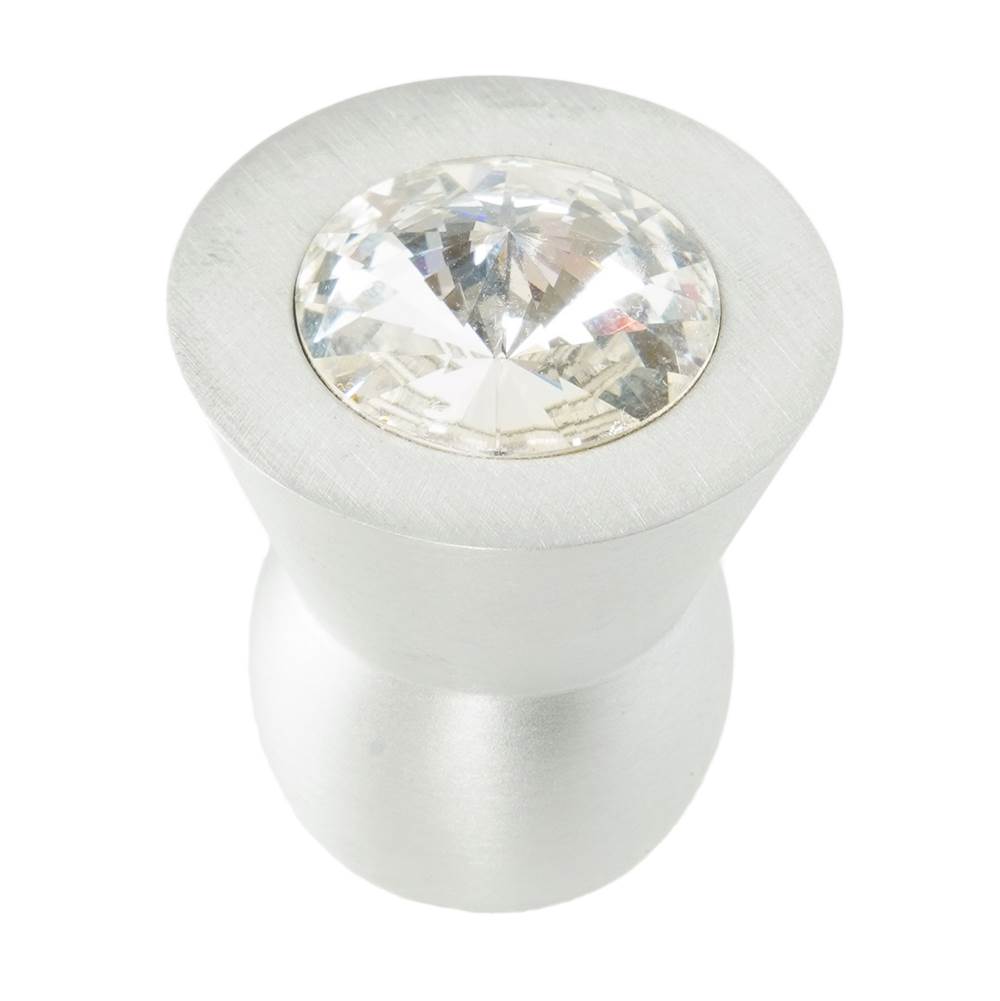 Cone Aluminum Knob; 16Mm Clear Crystals; Satin Nickel Finish