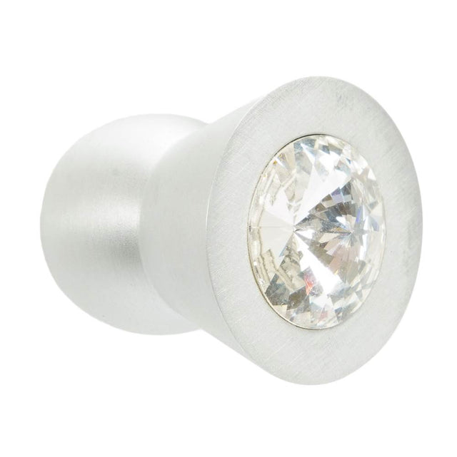 Carpe Diem Hardware - Cone Aluminum Knob; 16Mm Clear Crystals; Satin Nickel Finish - Satin Nickel