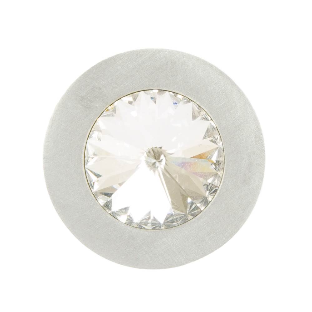 Cone Aluminum Knob; 16Mm Clear Crystals; Satin Nickel Finish