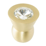 Cone Brass Knob; 16Mm Clear Crystals; Satin Brass Finish