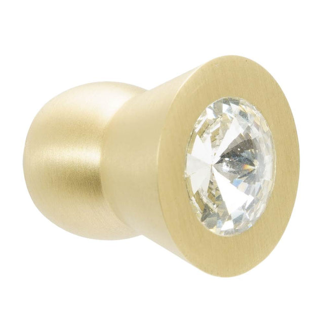 Carpe Diem Hardware - Cone Brass Knob; 16Mm Clear Crystals; Satin Brass Finish - Satin Brass