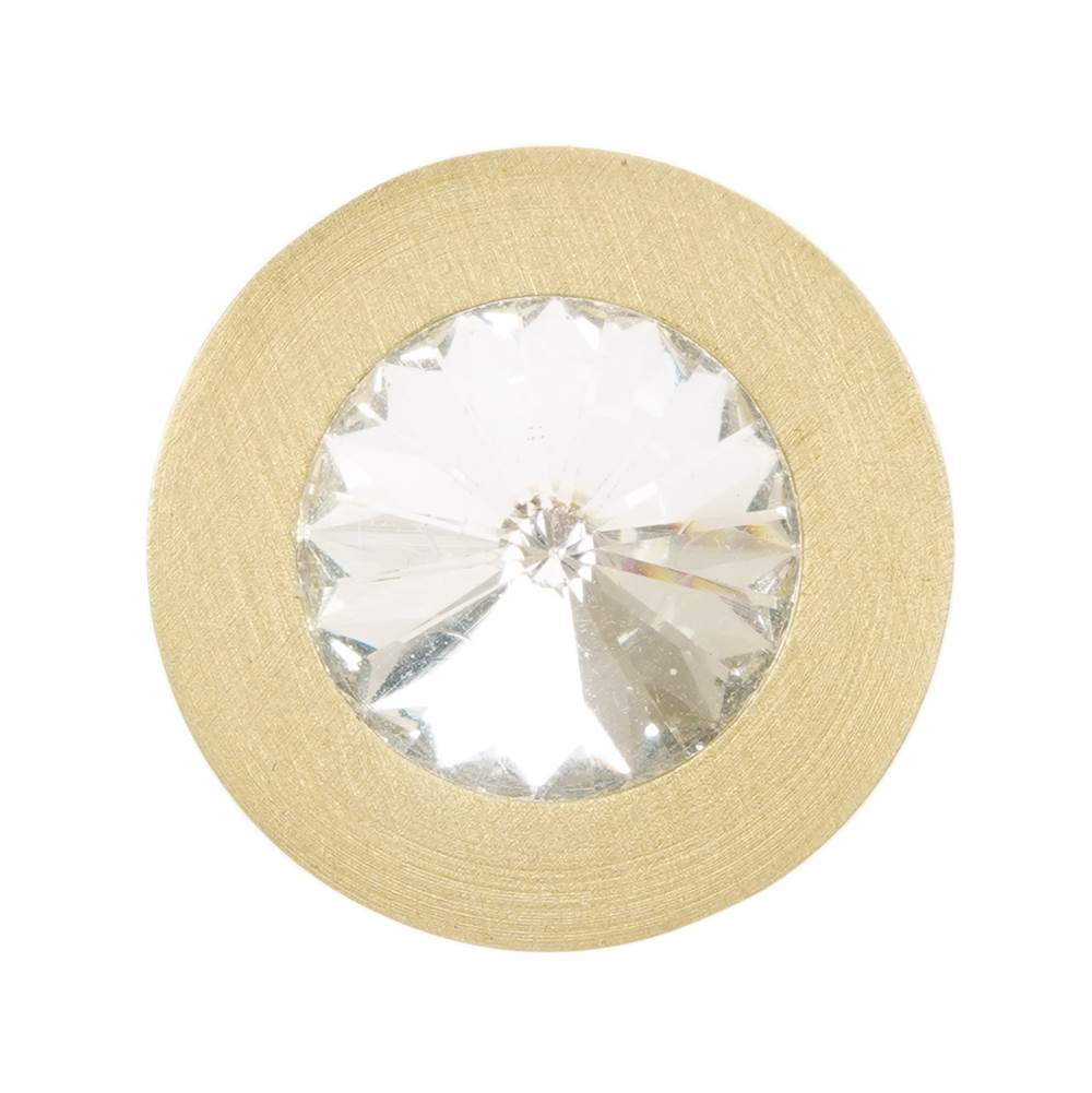 Cone Brass Knob; 16Mm Clear Crystals; Satin Brass Finish