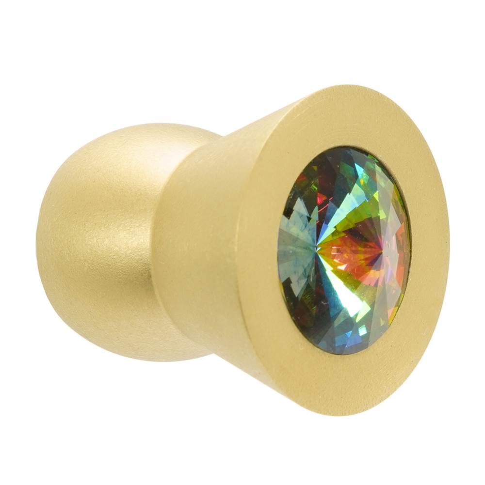 Carpe Diem Hardware - Cone Brass Knob; 16Mm Vitrail Medium Crystals; Satin Brass Finish - Satin Brass