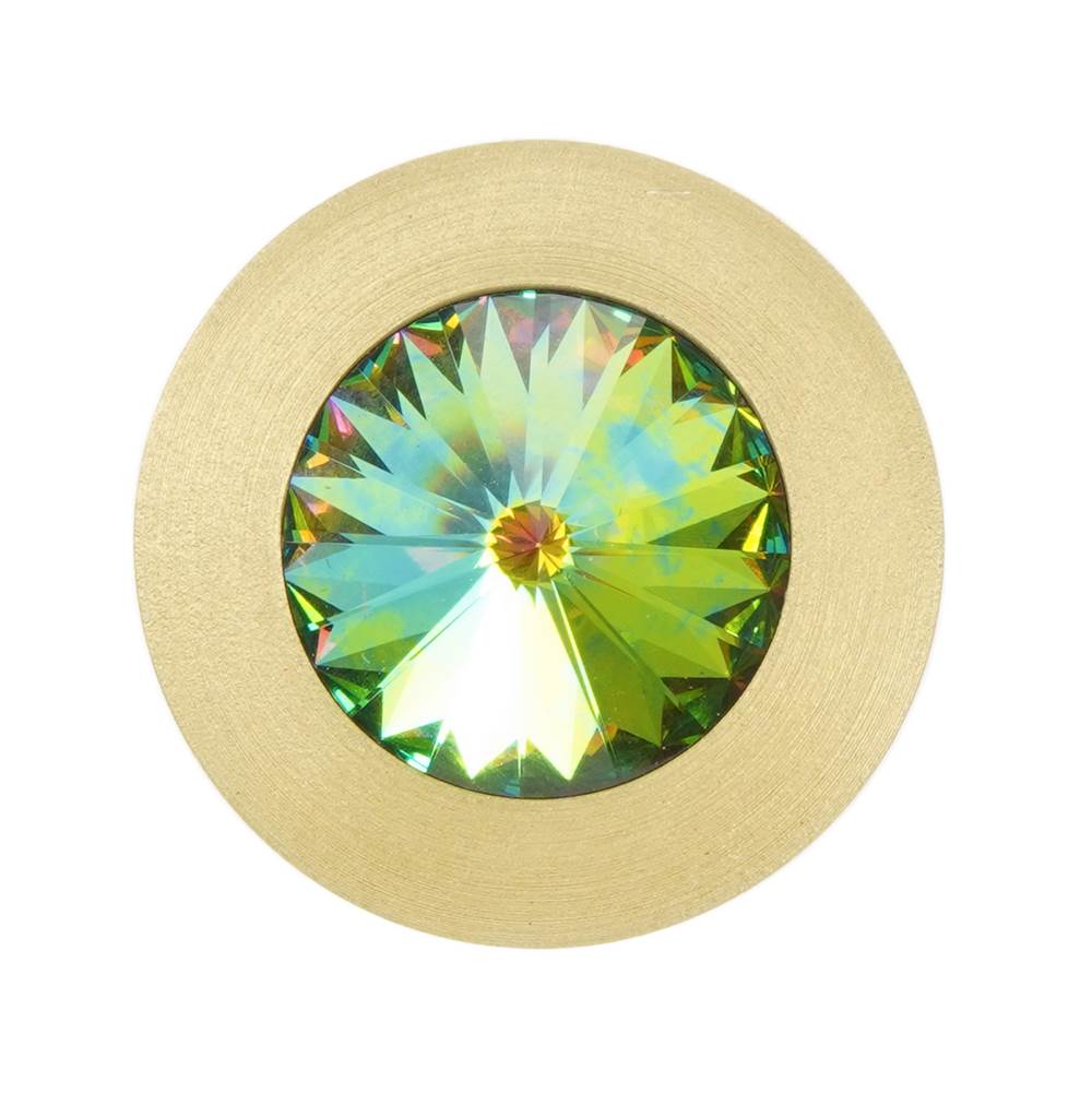Cone Brass Knob; 16Mm Vitrail Medium Crystals; Satin Brass Finish