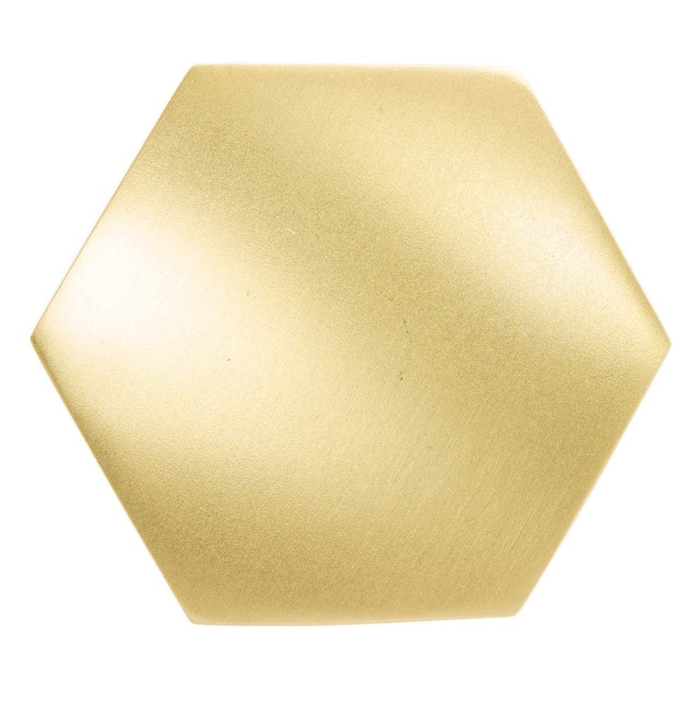 Hexagon Large Brass Knob, Satin Brass Finish
