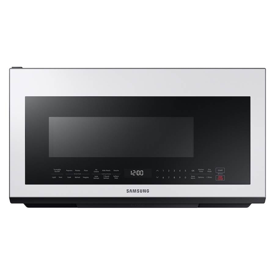Samsung - Bespoke, Sensor Cook, Ceramic Enamel Interior, LED Cooktop Light, Glass Touch Controls, Simple Clean Filter, Recessed Handle, 2.1 cu-ft - White Glass