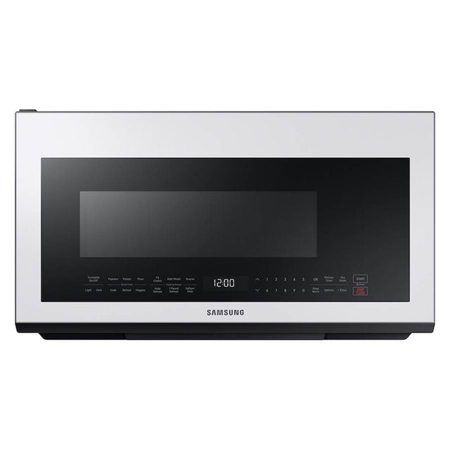 Samsung - Bespoke, Sensor Cook, Ceramic Enamel Interior, LED Cooktop Light, Glass Touch Controls, Simple Clean Filter, Recessed Handle, 2.1 cu-ft - White Glass