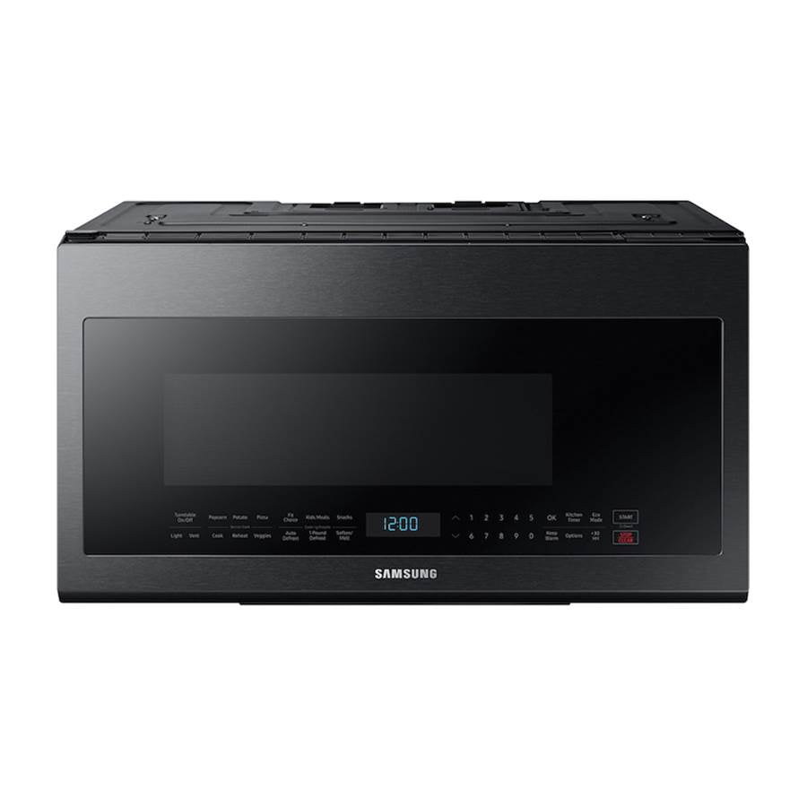 Samsung - Sensor Cook, Ceramic Enamel Interior, LED Cooktop Light, Glass Touch Controls, Simple Clean Filter, Recessed Handle, 2.1 cu-ft - Black Stainless Steel