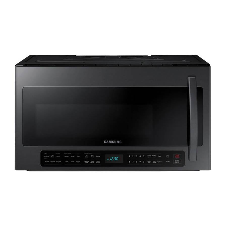 Samsung - New Handle, Bottom Controls, Sensor Cook, Ceramic Enamel Interior, LED Cooktop Light, 2.1 cu-ft - Black Stainless Steel
