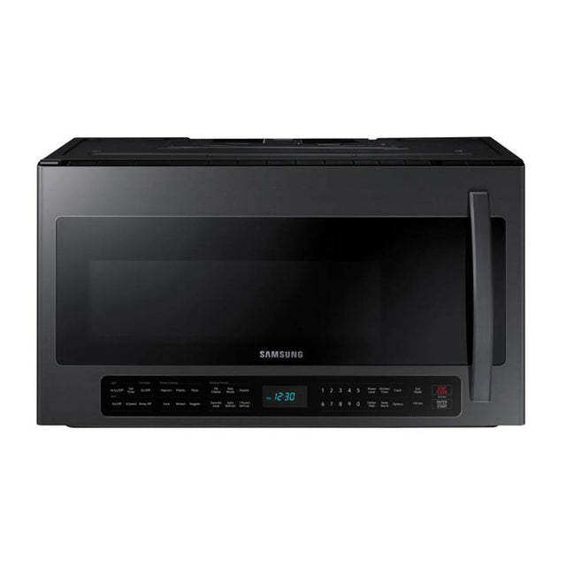 Samsung - New Handle, Bottom Controls, Sensor Cook, Ceramic Enamel Interior, LED Cooktop Light, 2.1 cu-ft - Black Stainless Steel