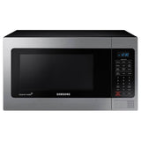 Samsung - PowerGrill, Ceramic Enamel Interior, Rack with Ceramic Plate, LED Display, 1.1 cu-ft - Stainless Steel