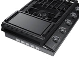 Five Burners, 1-19000 Power Burner, 1-13000 Power Burner, 2-9.50, 1-5000 Simmer, Illuminated Knobs, Aluminum Griddle, Wi-Fi, 30''