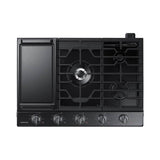 Five Burners, 1-19000 Power Burner, 1-13000 Power Burner, 2-9.50, 1-5000 Simmer, Illuminated Knobs, Aluminum Griddle, Wi-Fi, 30''