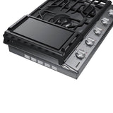 Five Burners, 1-19000 Power Burner, 1-13000 Power Burner, 2-9.50, 1-5000 Simmer, Illuminated Knobs, Aluminum Griddle, Wi-Fi, 30''
