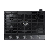 Samsung - Five Burners, 1-22000 Dual Ring Brass, 1-13000 Power Burner, 2-9.5, 1-5000 Simmer, Illuminated Knobs, Die Cast Griddle, Wok Ring, Wi-Fi, 30'' - Black Stainless Steel