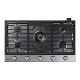 Samsung - Five Burners, 1-19000 Power Burner, 1-13000 Power Burner, 2-9.50, 1-5000 Simmer, Illuminated Knobs, Aluminum Griddle, Wi-Fi, 36'' - Stainless Steel
