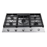 Five Burners, 1-17000 Power Burner, 1-13000, 2-9.5, 1-5000 Simmer, 36''